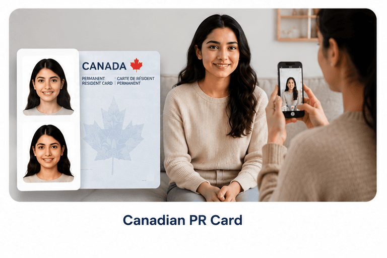 Example of a compliant Canadian PR Card photo