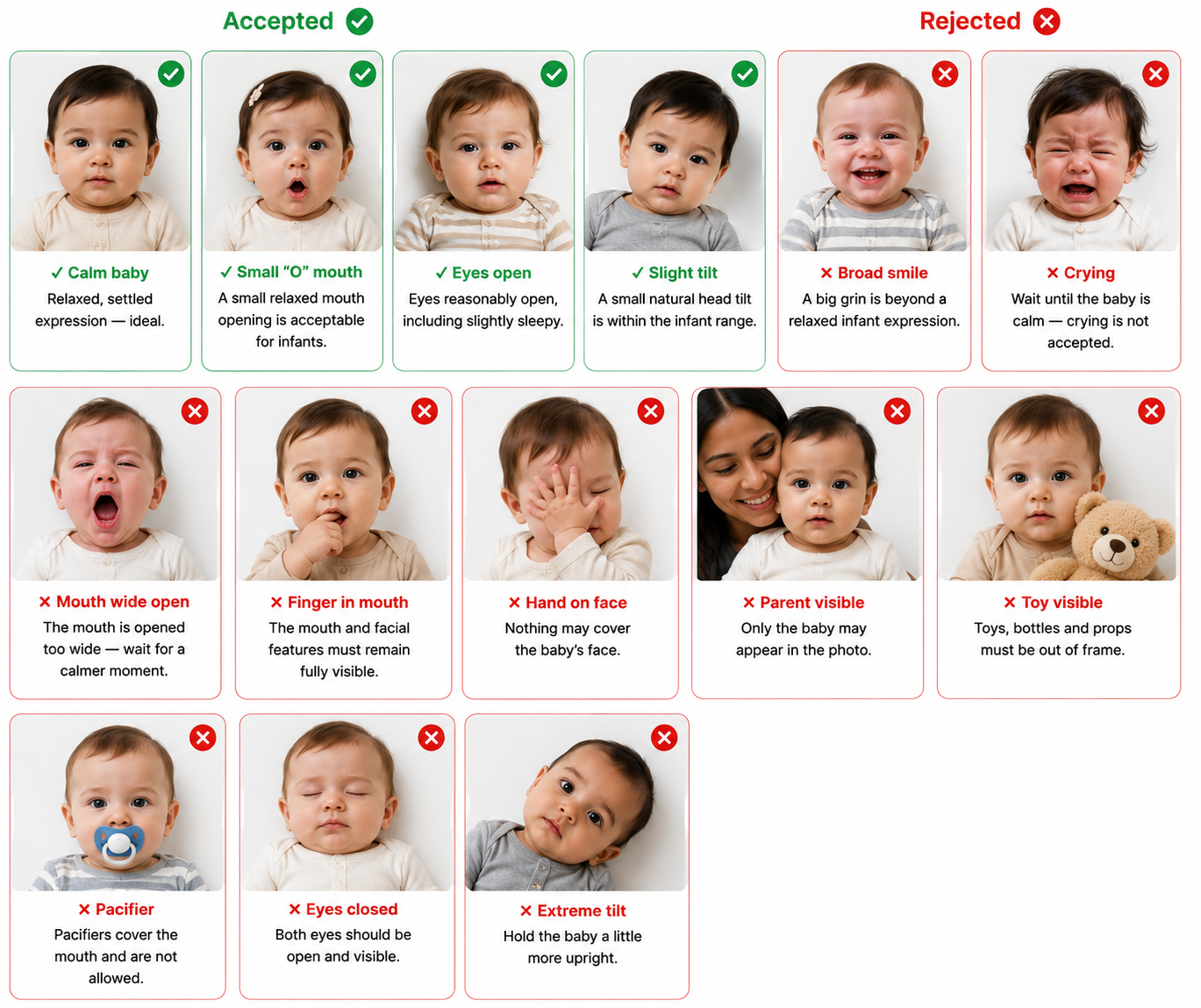 Babies & toddlers — passport photo examples